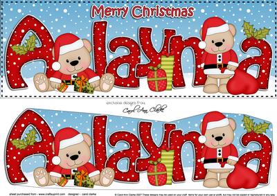 Large Dl Xmas Alayna Livvy Bear 3D Decoupage