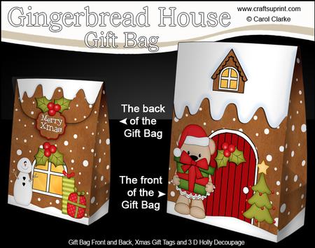 3D Xmas Livvy Bear Gingerbread House Gift Bag Mini Kit