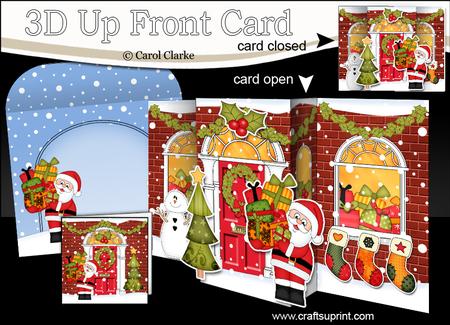 3D Xmas Santa Up Front Card Decoupage