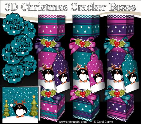 3D Pip Penguin Snowy Scene Christmas Cracker Boxes