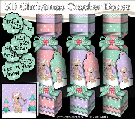 3D Livvy Bear Snowy Scene Christmas Cracker Boxes