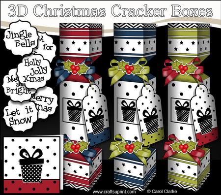 3D Black & Bright Presents Christmas Cracker Boxes