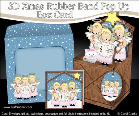 3D Angel Choir Nativity Rubber Band Xmas Pop Up Box Card