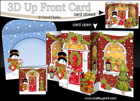 3D Xmas Snowman Up Front Card Decoupage