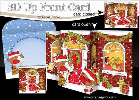 3D Xmas Bobbin Robin Up Front Card Decoupage