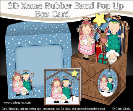 3D Holy Family Nativity Rubber Band Xmas Pop Up Box Card