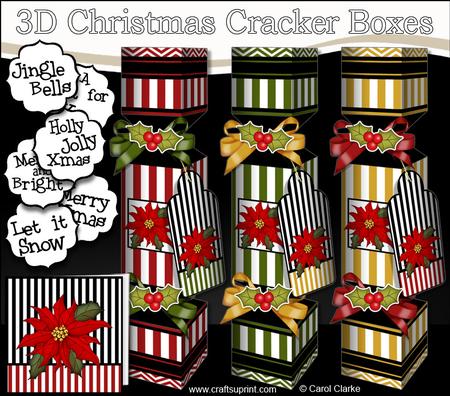 3D Poinsettia Christmas Cracker Boxes