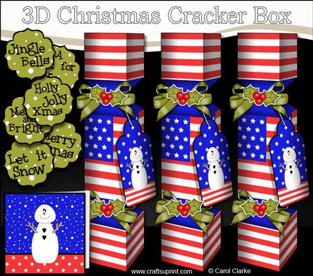 3D Usa Stars & Stripes Flag Christmas Cracker Boxes