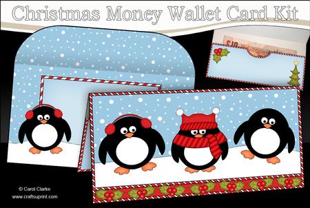 Christmas Penguins Money or Gift Wallet Card Kit