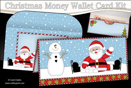 Christmas Santa & Snowman Money or Gift Wallet Card Kit
