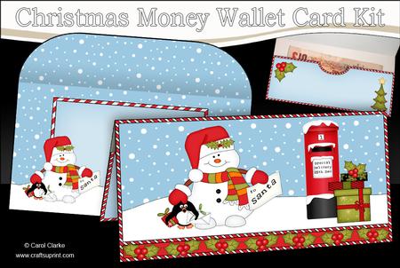 Christmas Snowman Postbox Money or Gift Wallet Card Kit
