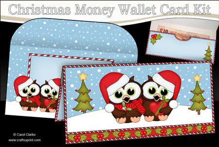 Christmas Little Hoot Owls Money or Gift Wallet Card Kit