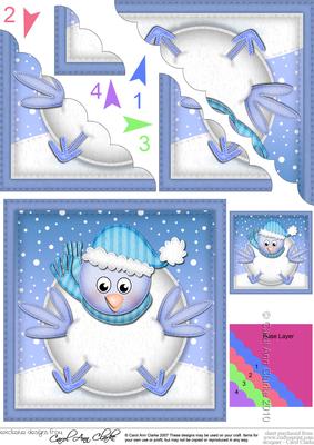 Xmas Oops Robin Snowball Scallop Corner Topper