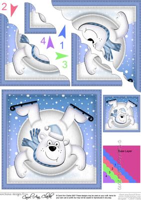 Xmas Oops Polar Bear Snowball Scallop Corner Topper