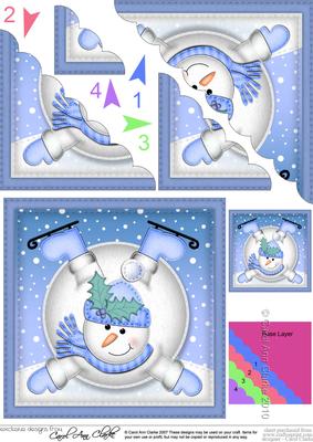 Xmas Oops Snowman Snowball Scallop Corner Topper