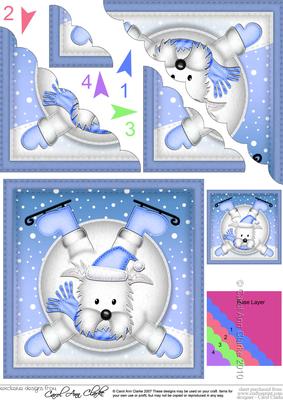 Xmas Oops Westie Dog Snowball Scallop Corner Topper