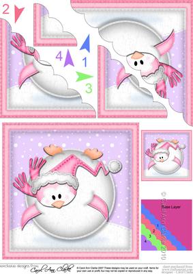 Xmas Oops Penguin Snowball Scallop Corner Topper