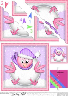 Xmas Oops Robin Snowball Scallop Corner Topper