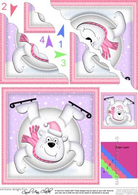 Xmas Oops Polar Bear Snowball Scallop Corner Topper