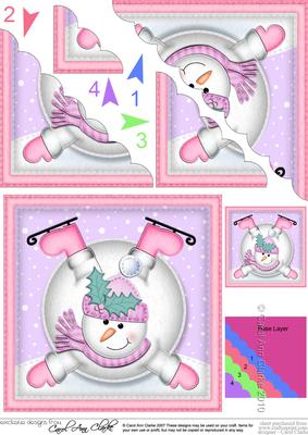 Xmas Oops Snowman Snowball Scallop Corner Topper