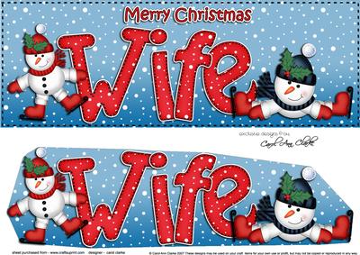 Large Dl Xmas Wife Snowman 3D Decoupage