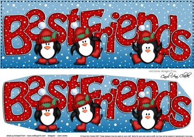 Large Dl Xmas Best Friends Penguins 3D Decoupage