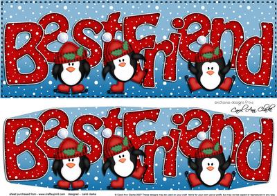 Large Dl Xmas Best Friend Penguins 3D Decoupage