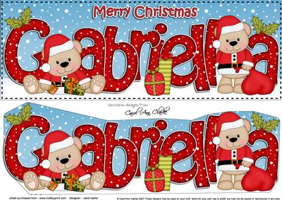 Large Dl Xmas Gabriella Livvy Bear 3D Decoupage