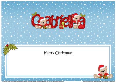 Large Dl Xmas Gabriella Livvy Bear Insert
