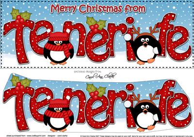 Large Dl Xmas from Tenerife Penguins 3D Decoupage