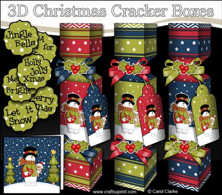 3D Snowman Snowy Scene Christmas Cracker Boxes