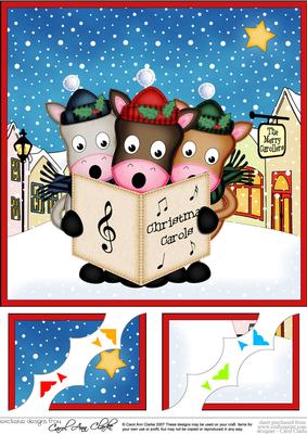 8 x 8 Gigi Horses Merry Carollers Scalloped Topper
