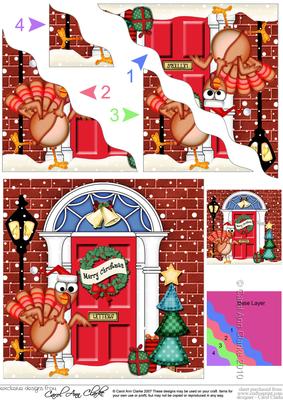 Percy Turkey Christmas Door Wavy Corner Side Stacker