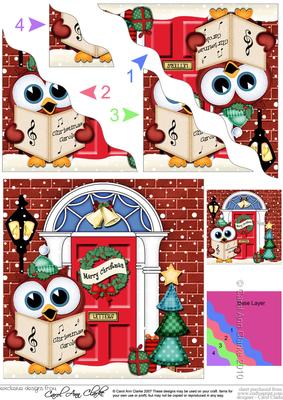 Little Hoot Owl Christmas Door Wavy Corner Side Stacker