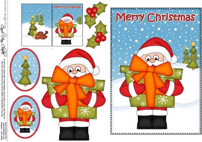 5x7 Christmas Santa's Presents 3D Decoupage