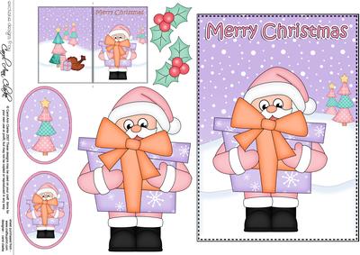 5x7 Christmas Santa's Presents 3D Decoupage