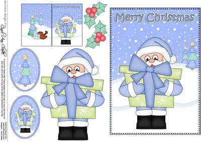 5x7 Christmas Santa's Presents 3D Decoupage