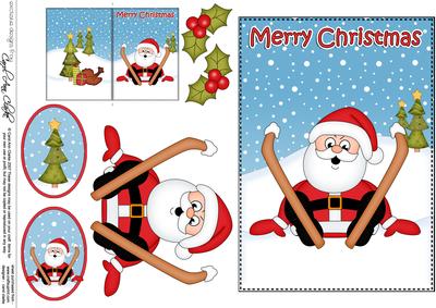 5x7 Christmas Oops Santa 3D Decoupage