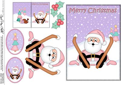 5x7 Christmas Oops Santa 3D Decoupage