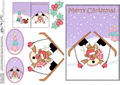 5x7 Christmas Oops Rudolph 3D Decoupage