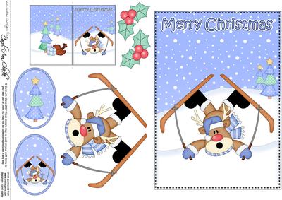 5x7 Christmas Oops Rudolph 3D Decoupage