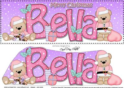 Large Dl Xmas Bella Livvy Bear 3D Decoupage