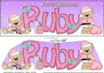 Large Dl Xmas Ruby Livvy Bear 3D Decoupage