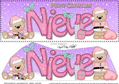 Large Dl Xmas Nieve Livvy Bear 3D Decoupage