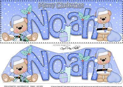 Large Dl Xmas Noah Livvy Bear 3D Decoupage