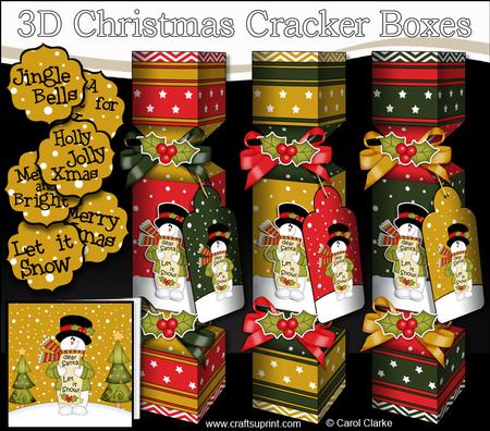 3D Snowman Snowy Scene Christmas Cracker Boxes