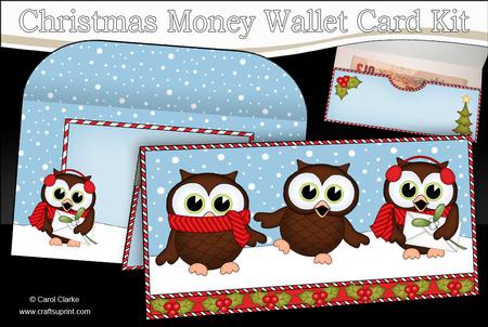 Christmas Little Hoot Owls Money or Gift Wallet Card Kit
