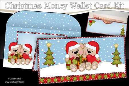 Christmas Love Bears Money or Gift Wallet Card Kit