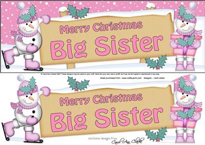 Large Dl Xmas Big Sister Snowmen Signpost