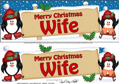 Large Dl Xmas Wife Penguins Signpost